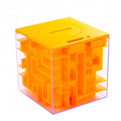 Головоломка Куб Лабиринт / Копилка maze money box/ Логическая игра 3d куб оранжевый