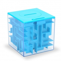 Головоломка Куб Лабиринт / Копилка maze money box/ Логическая игра 3d куб голубой