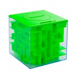 Головоломка Куб Лабиринт / Копилка maze money box/ Логическая игра 3d куб зеленый